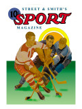 Three Players Fight for the Puck