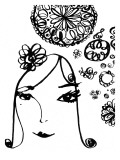 Doodle Lady in Black and White