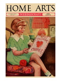 Little Girl Sews a Valentine