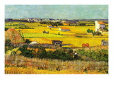 Harvest At La Crau with Montmajour In The Background