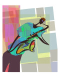 Saxophone Jazz Player on Colorful Geometric Background