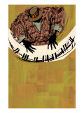 Pianist Jazz Player on Gold Background