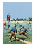Leaping Catch on the Baseball Diamond