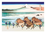 Merchants Travel to Market in View of Mount Fuji