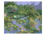 Pond with Boat and Lily Pads