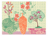 Floral Vase and Bowl Arrangement in Patterns  No2