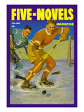 Two Players Skating Towards the Bouncing Puck