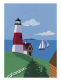Lighthouse with Sailboats