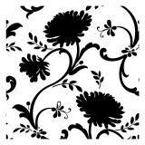 Black and White Floral Print with Three Blossoms