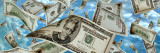 US Paper Money Floating in Sky