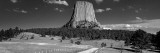 Natural Rock Formation in Black and White  Devils Tower National Monument  Wyoming  USA