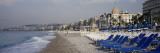Empty Lounge Chairs on the Beach  Nice  French Riviera  France
