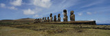 Moai Statues in a Row  Tahai Archaeological Site  Rano Raraku  Easter Island  Chile