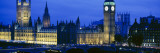 Westminster Bridge  Big Ben  Houses of Parliament Lit Up at Dusk  Westminster  London  England