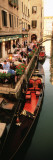 Gondolas Moored Outside of a Cafe  Venice  Italy