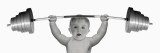 Portrait of a Baby Boy Weightlifting