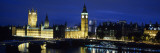 Westminster Bridge  Big Ben  Houses of Parliament Lit Up at Dusk  Westminster  London  England