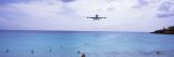 Airplane Flying over the Sea  Maho Beach  Sint Maarten  Netherlands Antilles