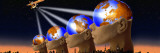 Satellite Transmission over World Cities with Four Globe Heads