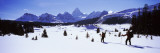 Two People Skiing  Mt Assiniboine  Mt Assiniboine Provincial Park  British Columbia  Canada