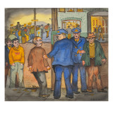 Two Police Officers Arresting Two Drunks on a Street of the Skid Road Area of Seattle