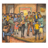Two Blind Male Singers with Guitar and Accordian Surrounded by an Appreciative Crowd