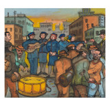 Blue-Uniformed Members of the Salvation Army Singing  Playing their Instruments and Saving Souls