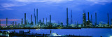 Factory Lit Up at Dusk  Antwerp  Belgium