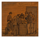 Four Unemployed Men Going Through a Garbage Can Searching for Food