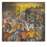 Some Men Lying on Bunks  Some Standing and Talking  Others Sitting