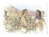 Two Corpsmen are Trading with Two Indians
