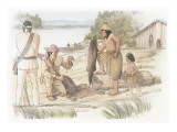 Two Corpsmen Trading with an Indian Man