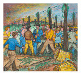 Two Men with Guns Drawn Confronting Two Other Men (Hop Yard Owners) During a Hop Yard Strike