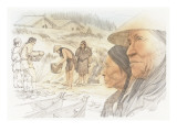 Two Indians  One Wearing a Conical Basketry Hat