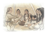 Clark and a Group of Indians Inside a Mat Lodge