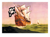Pirate Ship with Sails All Set  c1930