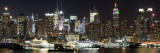 Buildings in City Lit Up at Night  Hudson River  Midtown Manhattan  Manhattan  New York City