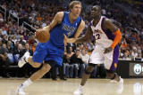 Dallas Mavericks v Phoenix Suns  Phoenix  AZ - February 17: Dirk Nowitzki and Mickael Pietrus