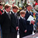 Princess Diana's Funeral coffin leaves Westminster Abbey with Prince Charles Prince Harry Prince Wi