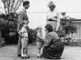 Prince Charles and Princess Diana with Prince William and Prince Harry  meet the headmistress as Ha
