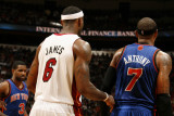 New York Knicks v Miami Heat  Miami - February 27: LeBron James and Carmelo Anthony