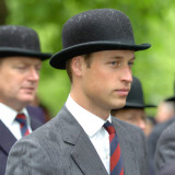 Prince William wearing regimental tie and traditional bowler hat  attends the Combined Cavalry Old 