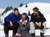 Prince Charles with his two sons Prince William and Prince Harry on the ski slopes in Klosters  Apr