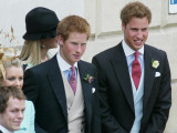 Prince Harry and Prince William after the wedding ceremony at Windsor Guildhall  for their father P
