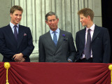 Queen Mother 100th Birthday Celebrations on Buckingham Palace Balcony looking out at crowd  August 