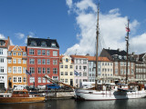 Colorful Facades and Docked Boats at Christianshavn