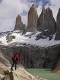 Torres Del Paine with Hiker in Foreground