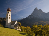 San Valentino Church  on Edge of High Plateau of Alpe Di Siusi