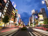 Neon-Lit Streetscape of Yasukuni-Dori Avenue in Shinjuku District