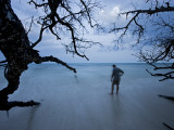 Man on Beach with Trees